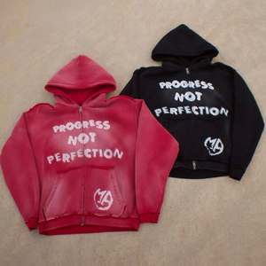 Sudadera con Capucha Extra Grande de Estilo Urbano, Lavada al Ácido, Personalizada por el Fabricante, con Pedrería, Corta, Cuadrada, con Cierre, para Hombre - Product Image 2