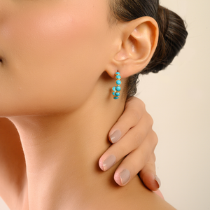 Pendientes de Aro en Forma de C Minimalistas con Turquesa de Corte Redondo, Hechos a Mano, Regalo de Boda, Oro Amarillo Sólido de 18K, Nuevas Joyas Recién Llegadas - Product Image 6