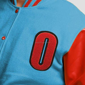 Haute qualité broderie personnalisée Streetwear bleu laine et cuir rouge à manches longues Patch Chenille Letterman Varsity Jacket - Product Image 3
