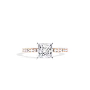 Anillo de compromiso de diamantes con corte princesa para mujer, engaste de púas, oro de 10k - Product Image 3