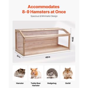 Jaula de madera para hámsteres enanos de 48 x 20 x 20 pulgadas con techo abatible de 270 grados y ventilación, hábitat SMA de 20 pulgadas para hámsteres - Product Image 3
