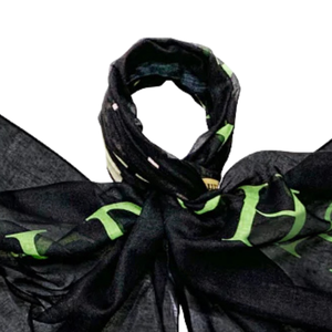 Black Scarf with Green Ivy Leaf Design Lightweight Fashion <b>Wrap</b> Soft <b>Women's</b> Sorority <b>Shawl</b> Elegant Neck Accessory - Product Image 6