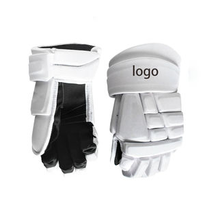 White Ice Hockey Gloves With Black Palm <b>Hook</b> And Loop Closure Durable Nylon Material Universal Fit - Product Image 2