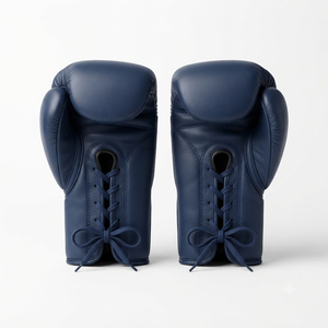 Guantes de Boxeo Profesionales de Cuero Vacuno, Duraderos, para Entrenamiento y Sparring en Todas las Estaciones, Color Azul, para Kickboxing - Product Image 2