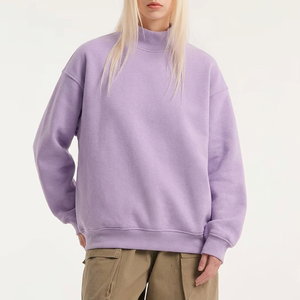 Sudadera personalizada de cuello simulado para mujer, de algodón polar, con apliques de marca, corte holgado, lavado mineral y puños acanalados - Product Image 4