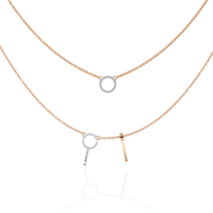 Elegant Double Layered Halo <b>Ring</b> Vertical Bar Pendant <b>Necklace</b> with Sparkling Jewelry Design for Women - Product Image 2