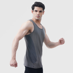 Débardeur Sportif Gris Respirant à Séchage Rapide pour Homme, Col Rond, Couleur Unie, 100% Coton 120g, Logo Avant, Idéal Entraînement - Product Image 3