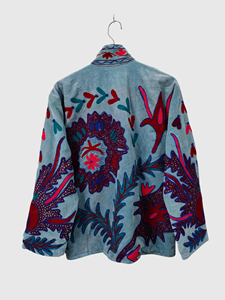 Veste à col mandarin brodée à la main avec des motifs floraux, manches longues, taille plus, vêtements d'automne pour femmes adultes - Product Image 5