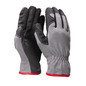 Gants de travail de sécurité sur mesure en cuir croûte gris et noir, à doigts complets, pour assemblage automobile - Product Image 1