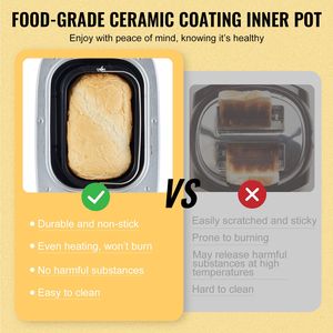 Macchina per il Pane Automatica da 3LB con Piastra in Ceramica Antiaderente, Impostazione Senza Glutine per Pane Integrale, Uso Domestico - Product Image 4