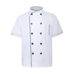 Veste de chef professionnelle à manches courtes, couleur personnalisée, impression numérique de haute qualité, fermeture éclair sur le devant, uniforme unisexe pour restaurant et bar - Product Image 5