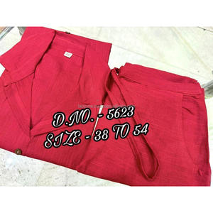 Beautiful Heavy Cotton Slub / Cotton Flex (खादी) Best Quality Fabric Cordset ( Short <b>Length</b> Shirt - 29”) With <b>Wooden</b> Buttons & L - Product Image 4