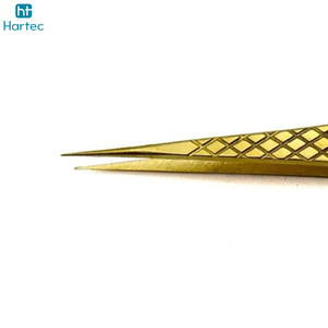 1 Pcs Gold Color Stainless Steel Straight Fiber Tip, Eyelash Extension Tweezers Eyelash Extension Tweezers Makeup Tools - Product Image 3