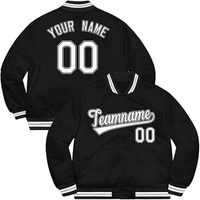 Jaket Bomber Kulit Asli Hitam Pria Berkerudung dengan Cetak Transfer Panas Nama dan Nomor Kustom, Kancing Tunggal, Kerah O-Neck, Musim Dingin