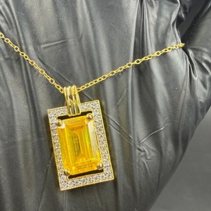 Colgante de Topacio en Plata 925 con Moissanita y Halo de Diamantes, Corte Esmeralda, Estilo Hiphop, Unisex, Regalo, Joyería de Aleación - Product Image 1
