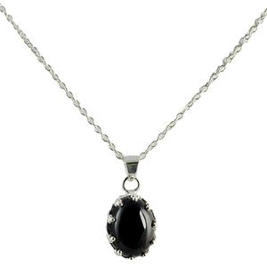 <b>Black</b> Onyx 925 Solid Sterling Silver Pendant <b>Chain</b> Necklace for Women Oval Shape Gemstone Boho Jewelry - Product Image 2