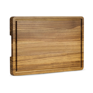 Planche à découper en teck en gros, grande planche à découper en bois avec rainure pour les jus et poignées, du Vietnam - Product Image 1