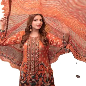 Großhandel Pakistan und indische Damen 3-teilige Rasen anzüge von Tawakkal Brand Volume Qous-E-Qazah Hot Selling Brautkleider