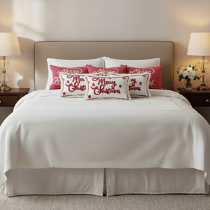 SOGA Ensemble de 6 housses de coussin décoratives de Noël en rose et blanc, 3x 40x60cm, avec inscription « Joyeux Noël » en lettres épaisses - Product Image 6