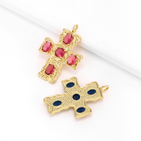 Pendentif Croix Plaqué Or QIKU, Croix Catholique avec Strass, Grand Pendentif Tendance pour la Fabrication de Bijoux Religieux, Prêt à Expédier