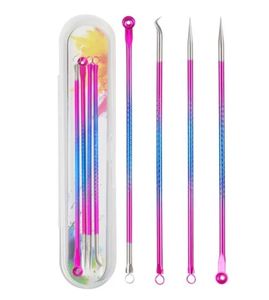 Kit d'outils pour éliminer les points noirs et l'acné, 4 pièces, en acier inoxydable, extracteur de boutons, de comédons et de points blancs, outil de soin de la peau - Product Image 2
