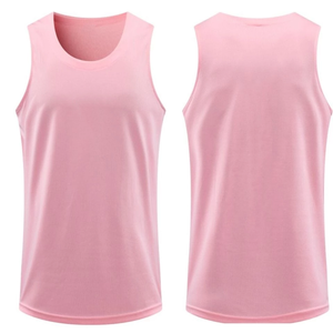 Camiseta sin Mangas Rosa para Mujer, Cuello Redondo, Tejida, 100% Poliéster, Transpirable, Informal, de Color Sólido, Ropa Deportiva - Product Image 1