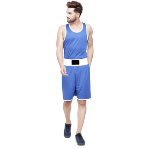 Conjuntos de Boxeo de Artes Marciales de Buena Calidad, Traje de Entrenamiento Color Azul, Tejido de Poliéster Transpirable y Duradero, Ropa de Combate - Product Image 1