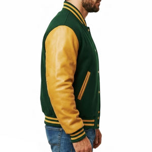 เสื้อแจ็คเก็ตเบสบอลแบบวินเทจสำหรับผู้ชาย  แบบเรียบๆ ไม่มีลาย  ราคาขายส่ง  รับสกรีนโลโก้ตามสั่ง - Product Image 6