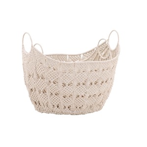 Vintage White Macrame <b>Basket</b> Perfect For Shopping Storage Grocery Organizer And Reusable Home Storage Solution From India - Product Image 1