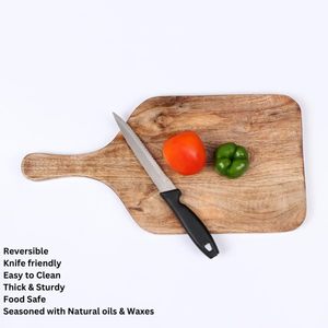<b>Wood</b> Chopping Board Rectangle With Handle Kitchen Cutting Block Durable Eco Friendly Single <b>Piece</b> - Product Image 3