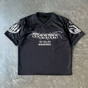 Maillot de football rétro streetwear en gros, personnalisable avec numéro, en maille sport, coupe décontractée classique, col en V, unisexe - Product Image 4
