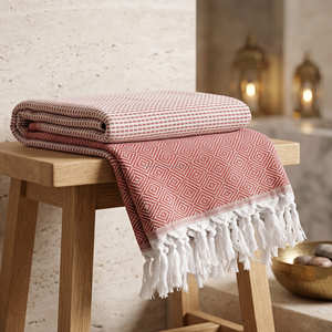Toalla de Playa Decorativa con Flecos, Tejida 100% Algodón, Fouta, Antiarena, para Viaje, Peshtemal Premium, Proveedor Artesanal B2B - Product Image 4