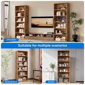 Bibliothèque haute à 6 niveaux de 63 pouces, étagère ouverte sur pied pour la maison, le bureau, le salon, la chambre - Finition rouille - Product Image 4