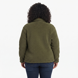 Chaqueta de Forro Polar Sherpa para Mujer, Marca Privada Personalizada, Ropa de Invierno, Chaquetas de Forro Polar para Mujer, Chaquetas Polar con Cuello Camisero - Product Image 5