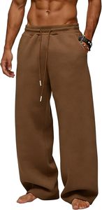 Pantalones Deportivos Extra Grandes para Hombre, Color Marrón, Cintura Elástica con Cordón, Pierna Ancha, Casuales, Transpirables, de Algodón, para Otoño, Estilo Urbano - Product Image 2