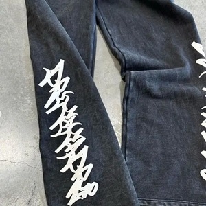 Ensemble de survêtement en molleton unisexe Streetwear noir à capuche avec fermeture éclair, manches longues et logo # 0009 Vêtements d'hiver écologiques imprimés - Product Image 3