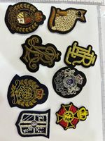 Écusson personnalisé brodé à la main en fil de bullion, monogramme 3D, lettre alphabet en fil d'or, couronne, badge de luxe, mode, thermocollant