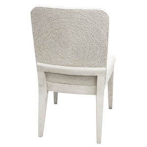 DreamCraft Coastal <b>Dining</b> <b>Chair</b> in Off-White Linen Upholstery Woven Seagrass with Stylish Design Vietnam - Product Image 3