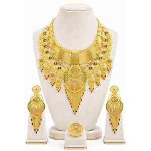 Juego de Joyería Larga de Latón con Baño de Oro de 14K, 18K, 24K, Estilo Turco y Dubái, Diseño Tradicional, Joyería de Moda de Alta Calidad, Venta al por Mayor - Product Image 1