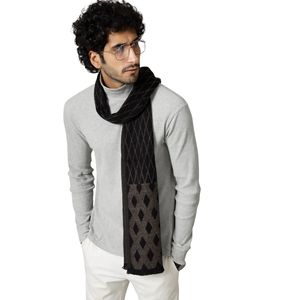 Écharpes longues pour hommes en cachemire 100% écologique, personnalisées, design hiver, tricotées sur mesure, jacquard à carreaux 220g. - Product Image 3