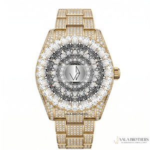Montre Rolax Skyy-Dweller en Moissanite et Diamant, Or Jaune 40mm, Analogique à Quartz, Verre Saphir, Fermoir Déployant, Style Dessin Animé Antique - Product Image 2