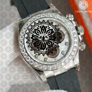 Reloj Cronógrafo de Lujo para Mujer ICEP, con Incrustaciones de Diamantes en Oro Rosa, Correa de Caucho, Caja Redonda de 42 mm, Analógico de Cuarzo - Product Image 2