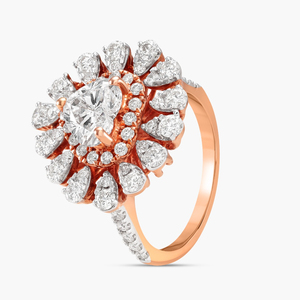 Anillo de Compromiso con Diamante en Forma de Pera en Oro Rosa, Estilo Romántico para Mujer - Product Image 3