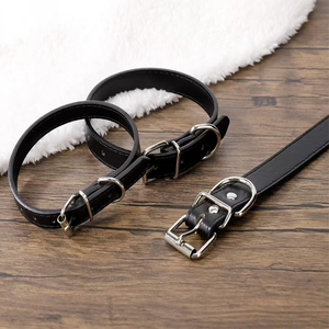 Easy to Clean Classic Retro Style Adjustable Buckle <b>Dog</b> Leather Collars Top Fashion Elegant Plain Blank Leather Made Collar - Product Image 4