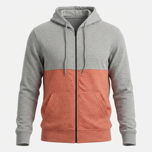 Sweat-shirt à capuche zippé intégral color block rouge, blanc et noir pour homme, décontracté, athlétique, 100 % coton, numérique, hiver, service OEM - Product Image 6