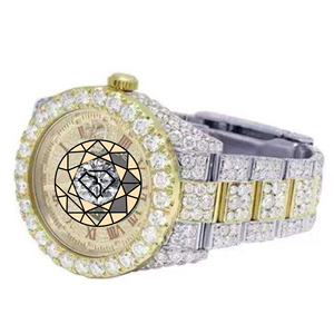 Lab Diamond <b>Watch</b> White Gold Plated <b>Case</b> Stainless Steel Band Elegant Quartz Movement Luxury Iced Crystal Dial Analog Display - Product Image 1