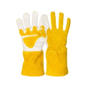 Gants de soudage TIG industriels en cuir de vachette lisse et croûte de cuir, ignifuges, équipement de protection individuelle pour la sécurité des mains lors du travail - Product Image 1