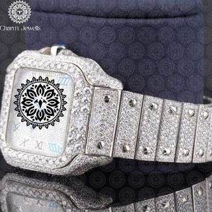 Reloj de Lujo Charm Jewels de Acero Inoxidable con Diamantes Incrustados, Esfera Cuadrada, Movimiento Mecánico Analógico, Fecha Automática, 10 Bar, para Hombre - Product Image 2