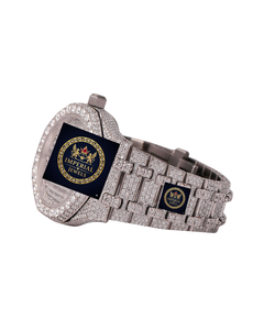 Montre automatique analogique de luxe en acier inoxydable entièrement sertie de moissanite, style hip-hop, avec date, nouvelle collection Imperial Jewels - Product Image 2