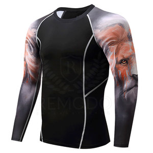 Men <b>Long</b> <b>Sleeve</b> <b>Compression</b> <b>Shirt</b> Sublimation Print 100% Polyester Quick Dry Rash Guard Top Custom Private Label Manufacturing - Product Image 1
